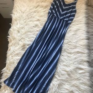 Navy Blue Stripes Maxi Dress